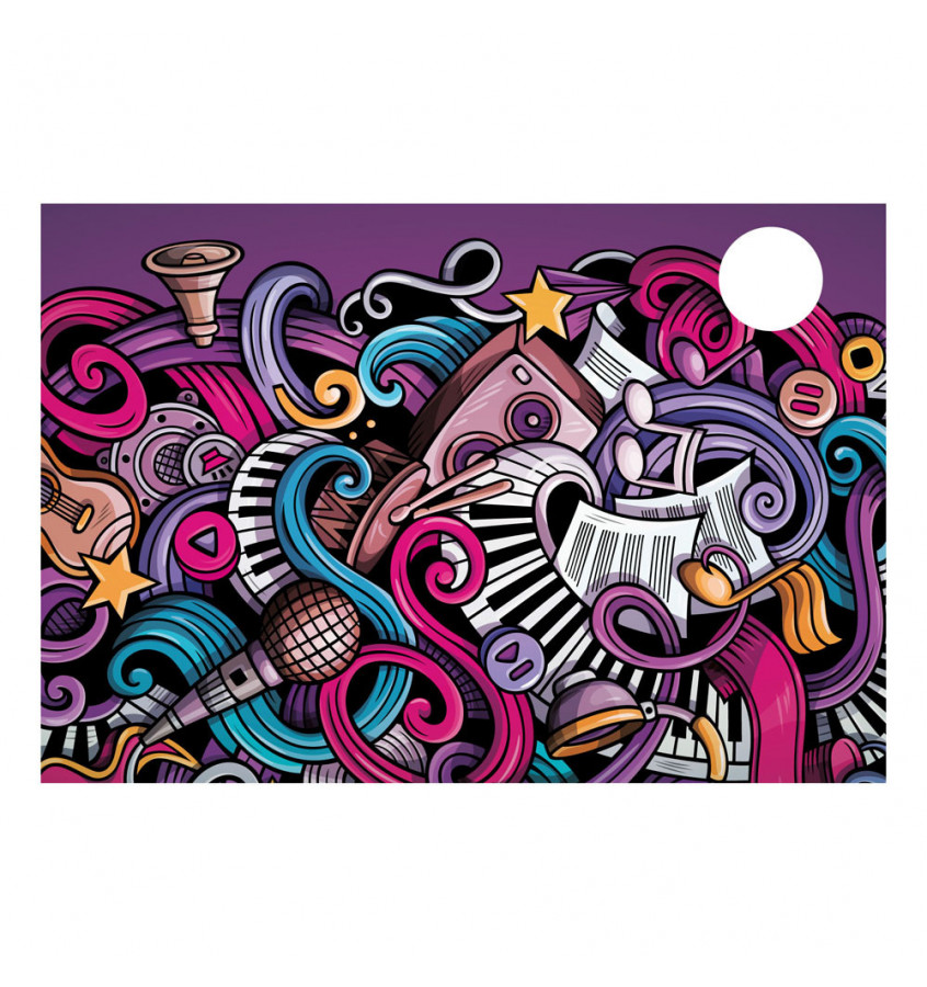 Podkładka 73x50cm na biurko MICKE z IKEA ochronna elastyczna mata - MUZYCZNE GRAFFITI fiolet