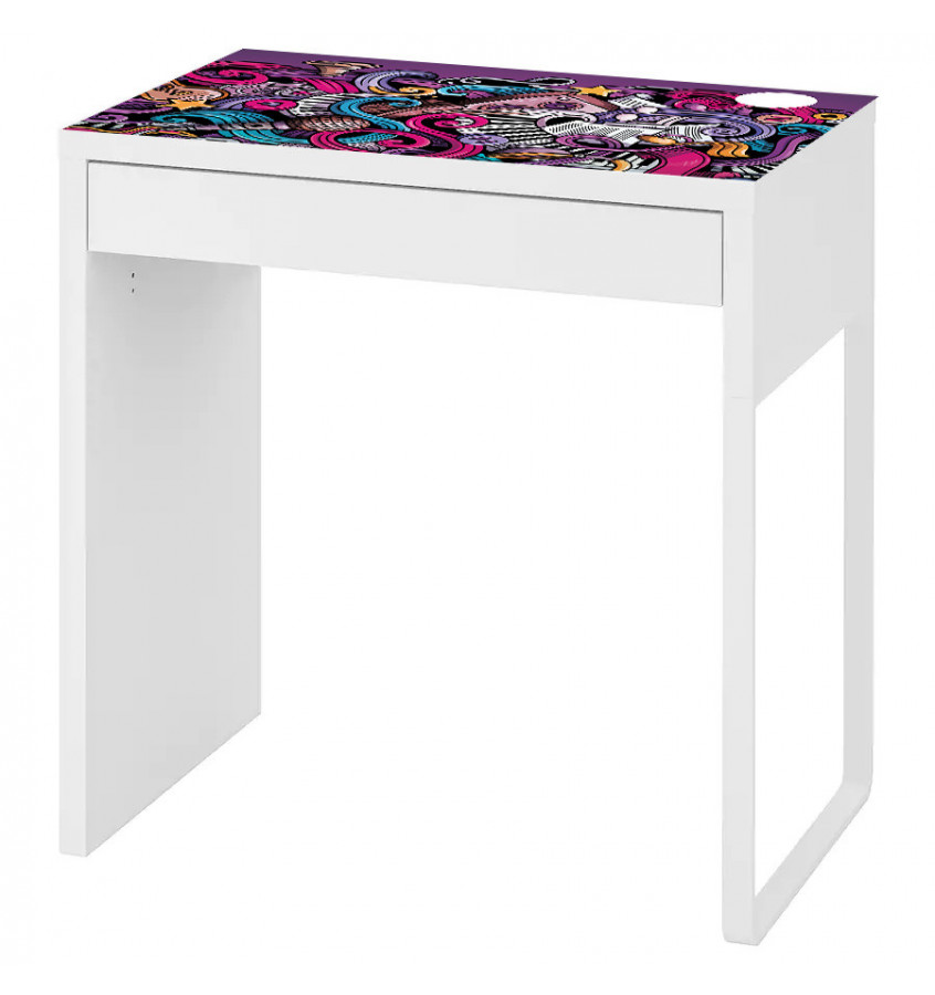 Podkładka 73x50cm na biurko MICKE z IKEA ochronna elastyczna mata - MUZYCZNE GRAFFITI fiolet