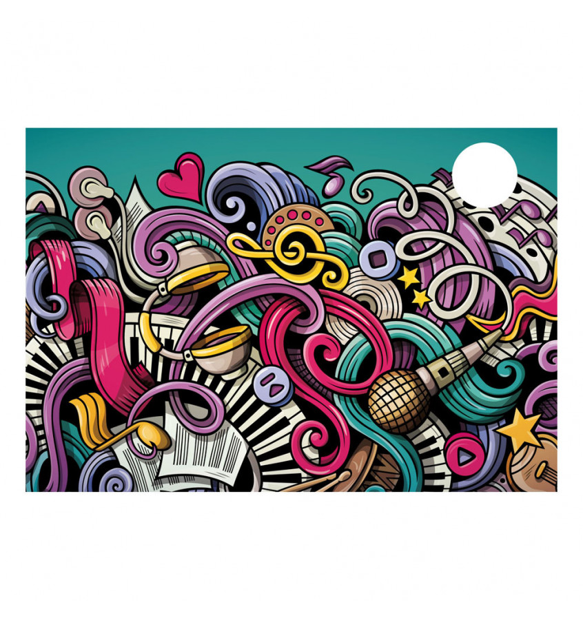 Podkładka na biurko MICKE z IKEA 73x50cm mata ochronna - MUZYCZNE GRAFFITI turkus