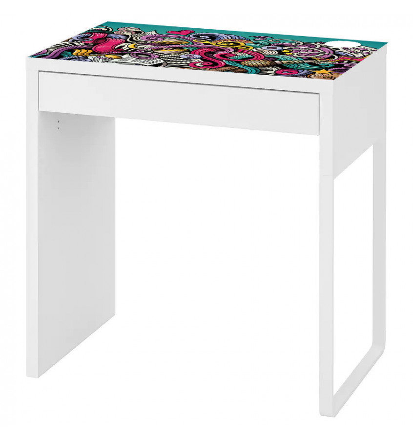 Podkładka na biurko MICKE z IKEA 73x50cm mata ochronna - MUZYCZNE GRAFFITI turkus
