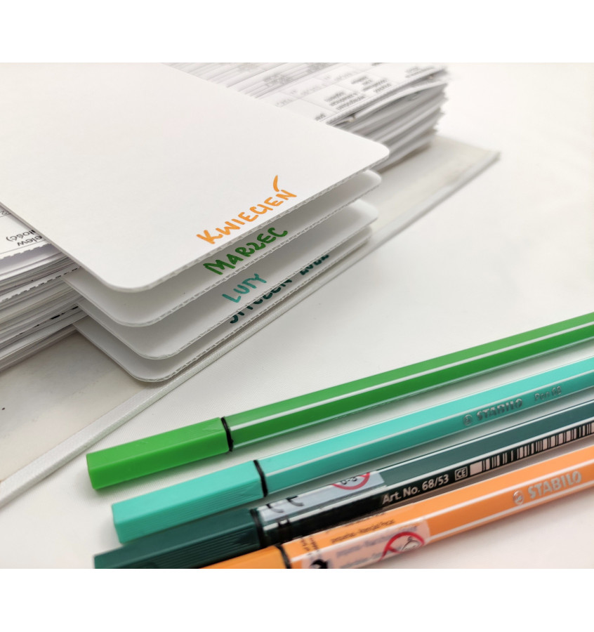 Przekładki do segregatora 1/3 A4 białe tekturowe komplet 50 szt