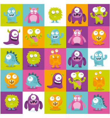 Podkładka elastyczna 55x55 cm - 044 Kolorowe stworki