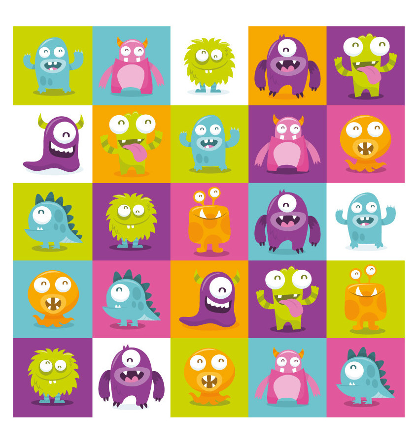 Podkładka elastyczna 55x55 cm - 044 Kolorowe stworki