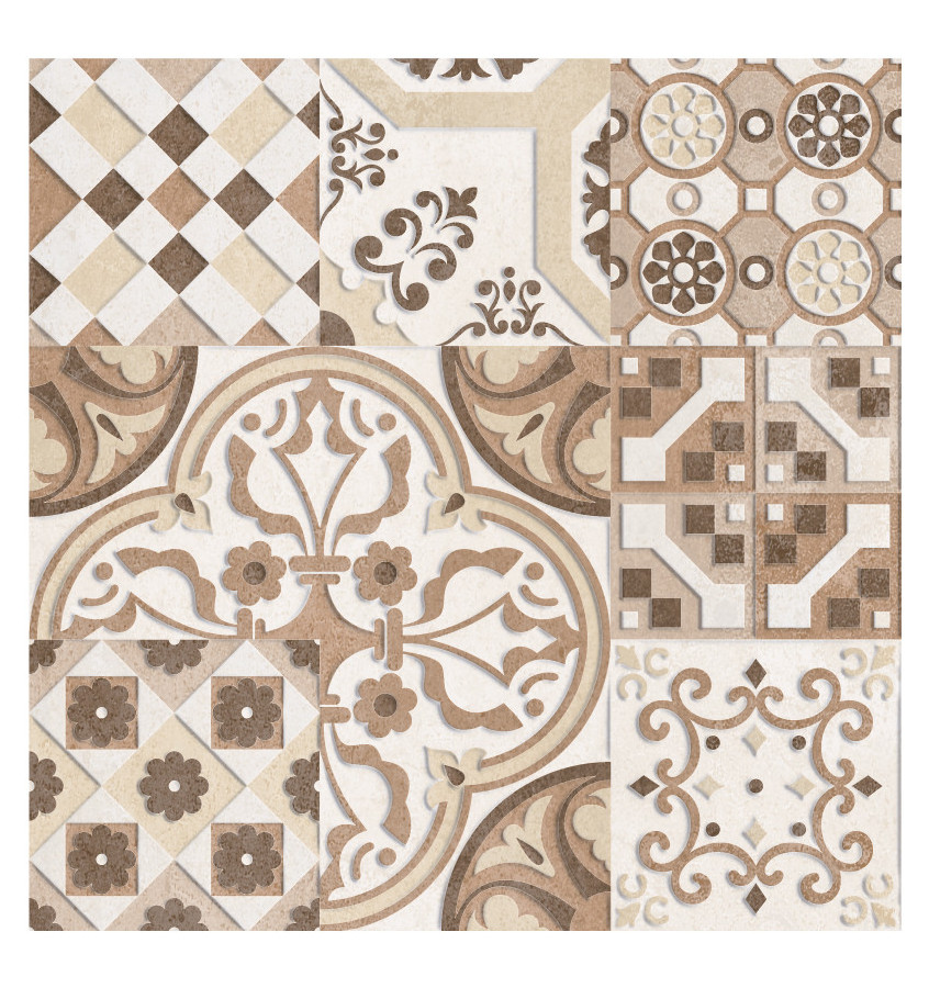 Podkładka 55x55 cm - 090 KAFELKI VINTAGE kremowo brązowe