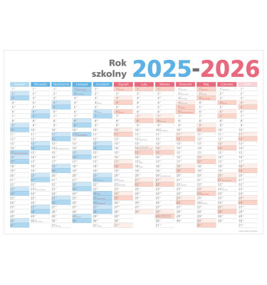 Planer kalendarz SZKOLNY A0 na rok 2025/26 119x84 cm ścieralny