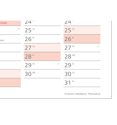 Planer SZKOLNY suchościeralny A1 na rok 2025/26 84x59cm