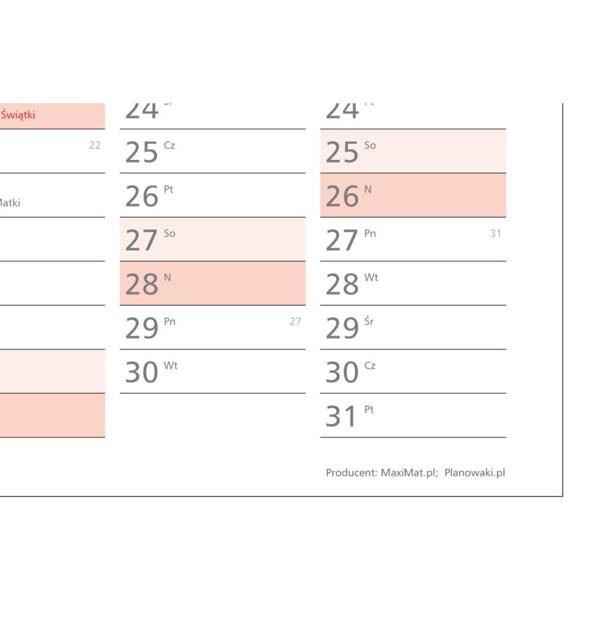 Planer SZKOLNY suchościeralny A1 na rok 2025/26 84x59cm