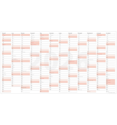Planer ścienny 2026 MEGA kalendarz 190x102cm mocowanie smoprzylepne