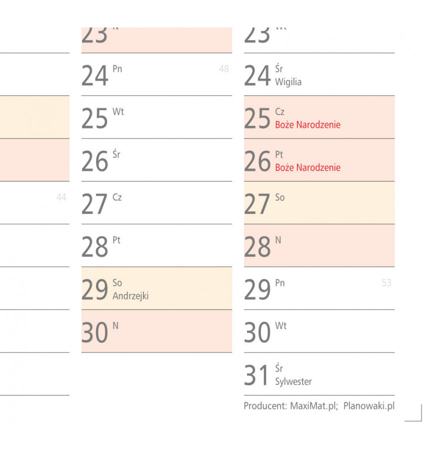 Planer ścienny 2026 format A1 cm kalendarz suchościeralny