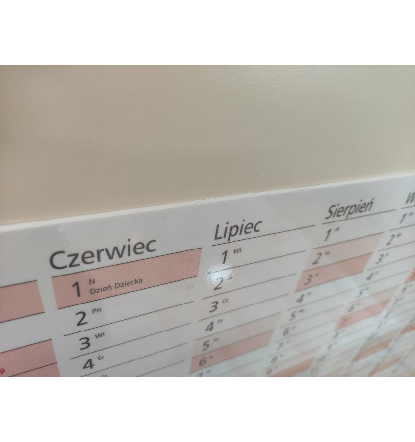 Tablica sztywny planer 2026 138x975 cm kalendarz suchościeralny B0 tworzywo