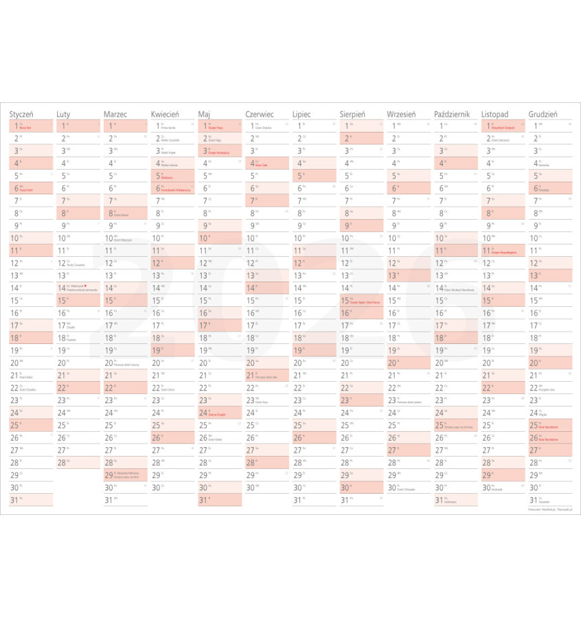 Tablica planer 2026 suchościeralny 119x84cm kalendarz A0 tworzywo