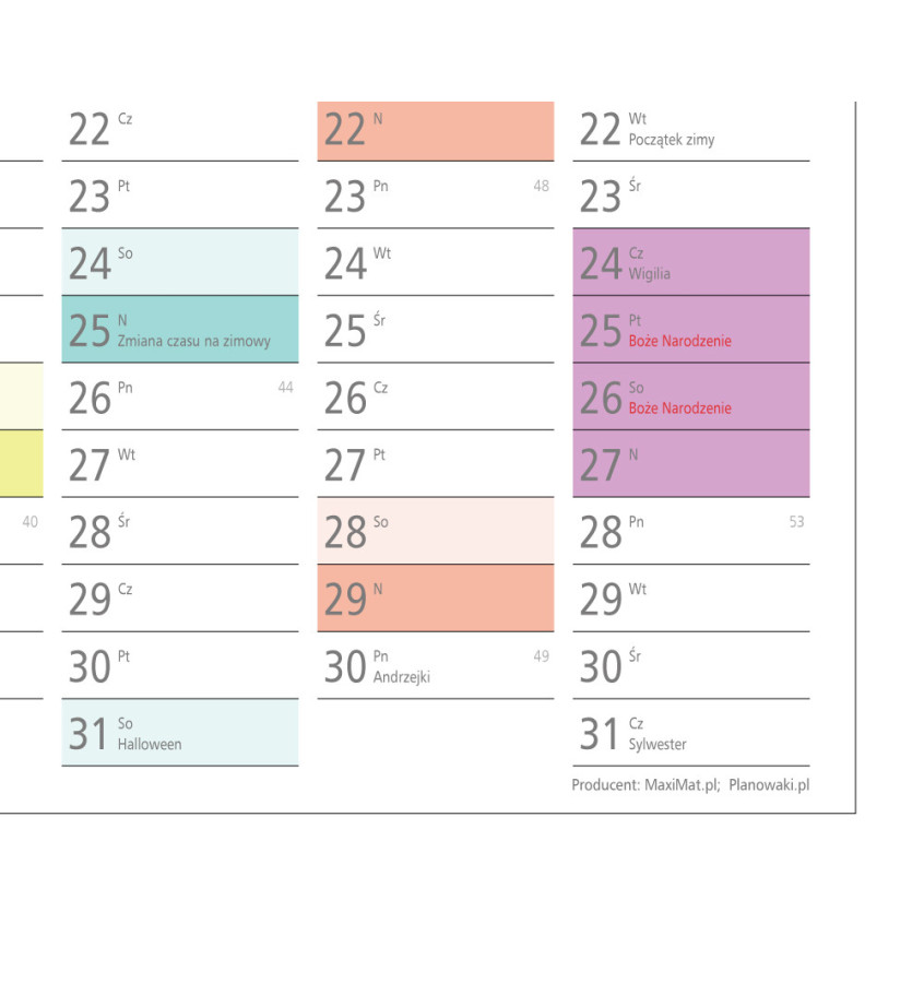 Planer ścienny 2026 A1 84x59cm kalendarz suchościeralny