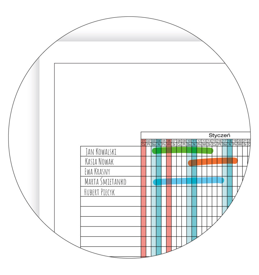 Planer urlopów pracowniczych 2026 B0 102x144cm