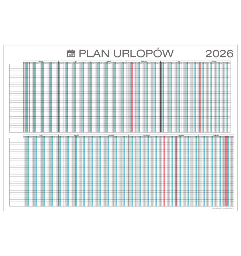 Ścienny planer urlopów 2026 59x84cm