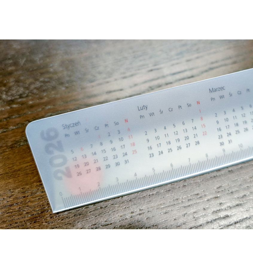 Listwa do biuwaru formatu B3 szerokość 48cm z kalendarzem 2026 i linijką