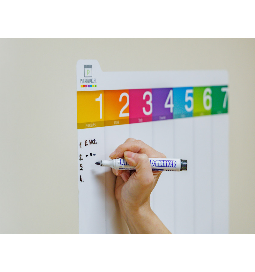 Planer tygodniowy suchościeralny PRZEklejany 46x37cm