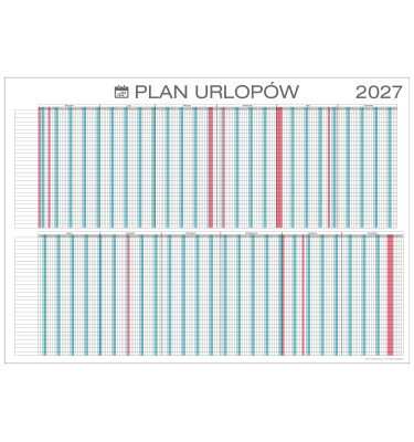 Planer urlopów pracowniczych 2027 B0 102x144cm | Sklep z Matami - MaxiMat