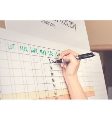 Stojący planer roczny uniwersalny suchościeralny+ markery z gąbką GRATIS