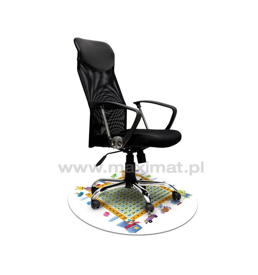 Mata ochronna pod krzesło na kółkach z grafiką 043 - TABLICZKA MNOŻENIA - pod fotel obrotowy - okrągła śr. 100cm gr. 13mm