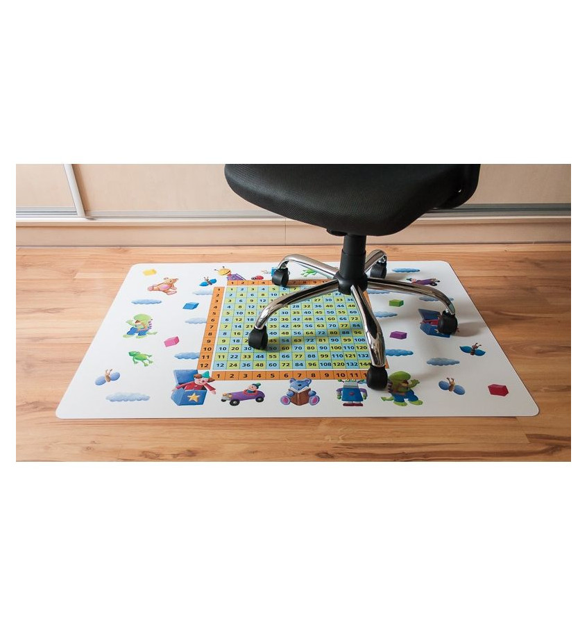 Mata ochronna pod krzesło na kółkach z grafiką 043 - TABLICZKA MNOŻENIA - pod fotel obrotowy - 80x120cm -  gr. 13mm