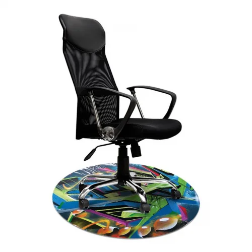 Mata ochronna pod krzesło na kółkach z grafiką 047 GRAFFITI - pod fotel obrotowy - okrągła 100cm, gr. 1,3mm
