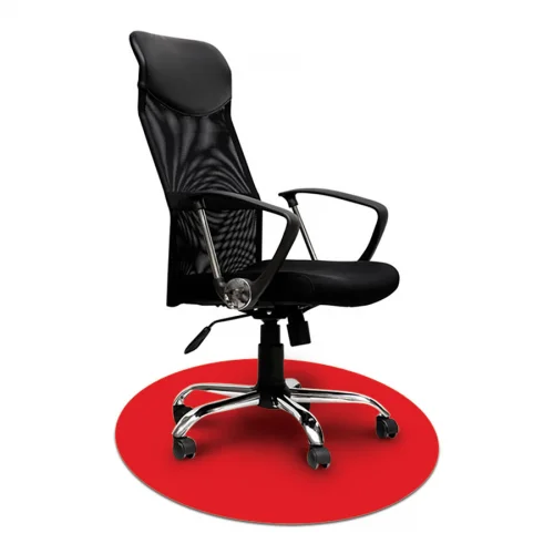 Okrągła czerwona elastyczna mata pod krzesło do biura i do domu 100cm
