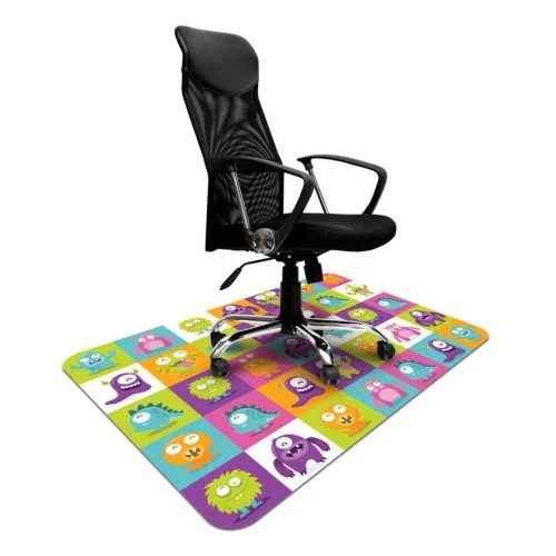 Duża mata pod krzesło dla dzieci wzór koloroe stworki 100x140cm