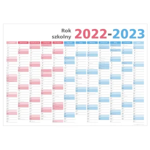 Planer kalendarz SZKOLNY suchościeralny A1 na rok 2022/23 84x59cm z mocowaniem