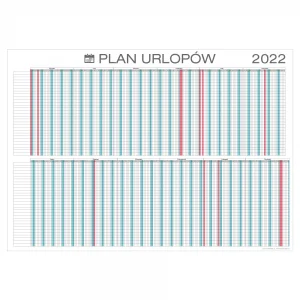 Planer urlopów pracowniczych 2022 format B0 102x144cm z mocowaniem