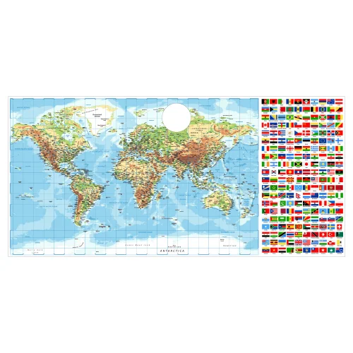 Podkładka MAPA Świata z flagami na cały blat biurka MICKE 105x50cm
