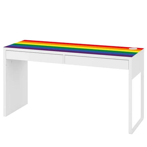 Mata ochronna 142x50cm na biurko MICKE z IKEA, antypośłizgowa w kolorach tęczy