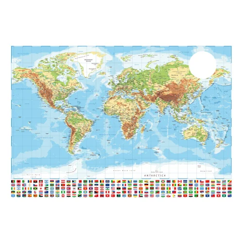 Podkładka z mapą świata na biurko MICKE 73x50cm, otwór na przewody kable