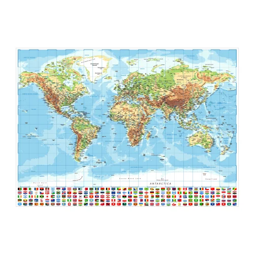 Podkładka na biurko Mapa świata, elastyczna 70x50cm