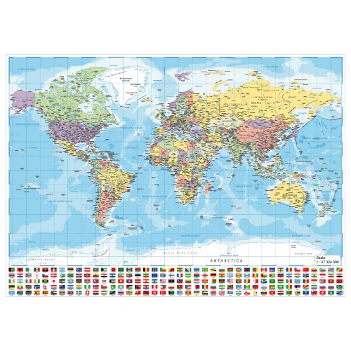 Podkładka na biurko 70x50 Polityczna Mapa Świata w skali 1:37324000