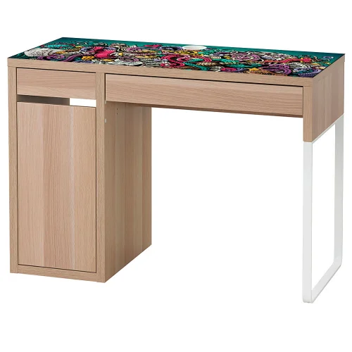 Podkładka na biurko MICKE z IKEA 105x50cm mata ochronna - MUZYCZNE GRAFFITI turkus