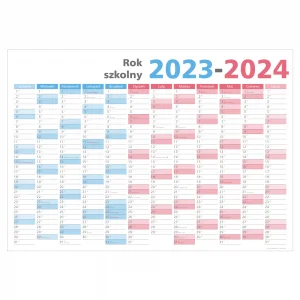 Suchościeralny kalendarz B0 na rok SZKOLNY 2023/24 144x102cm